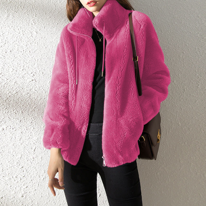 Double Faced Fleece Warm High Neck Sweater Women Cardigan - 𝓢𝓱𝓸𝓹𝓵𝓮𝓬𝔂