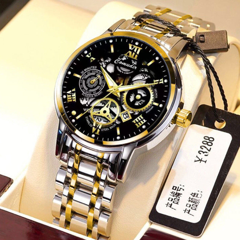 Fashion Jewelry Hollow Men's Watch Men's Waterproof Luminous Calendar - 𝓢𝓱𝓸𝓹𝓵𝓮𝓬𝔂