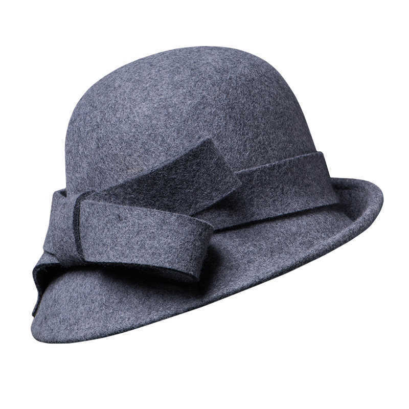 Women's French-style Elegant Retro Woolen Bowler Hat Curling Bow - 𝓢𝓱𝓸𝓹𝓵𝓮𝓬𝔂