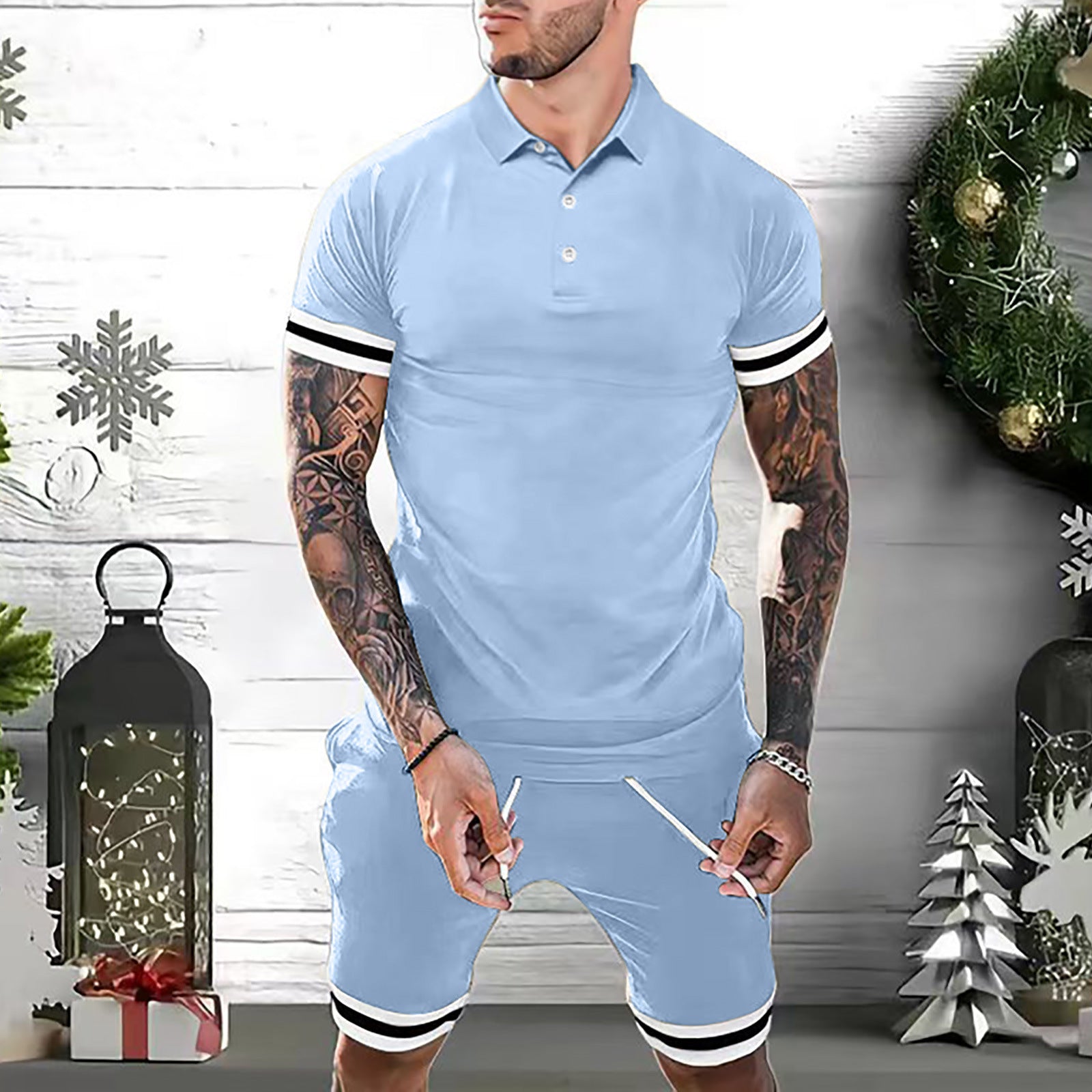 Mens Short Sets 2 Piece Outfits Polo Shirt Fashion Summer Tracksuits Casual Set Short Sleeve And Shorts Set For Men - 𝓢𝓱𝓸𝓹𝓵𝓮𝓬𝔂