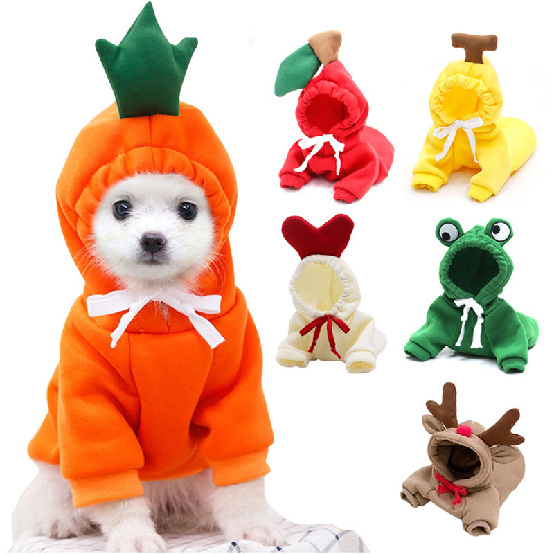Cute Fruit Dog Clothes For Small Dogs Hoodies Winter Warm Fleece Pet Clothing Puppy Cat Costume Coat For French Chihuahua Outfit - 𝓢𝓱𝓸𝓹𝓵𝓮𝓬𝔂
