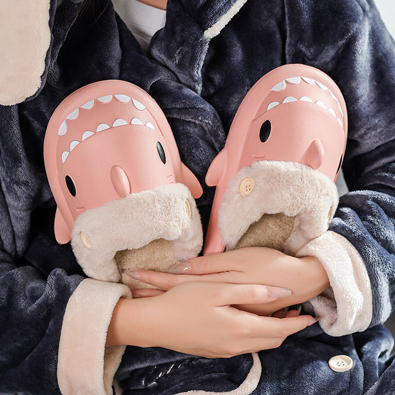 Winter Shark Shoes House Slippers With Button EVA Couple Slippers - 𝓢𝓱𝓸𝓹𝓵𝓮𝓬𝔂