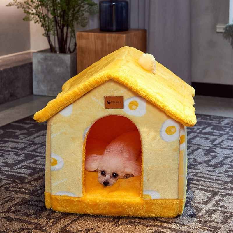 Foldable Dog House Pet Cat Bed Winter Dog Villa Sleep Kennel Removable Nest Warm Enclosed Cave Sofa Pets Supplies - 𝓢𝓱𝓸𝓹𝓵𝓮𝓬𝔂