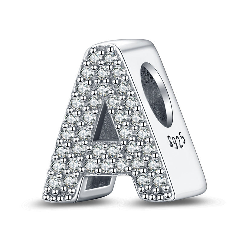 Twenty-six Letter Beads White Copper Silver Plated Beaded Braceletnecklace Ornament - 𝓢𝓱𝓸𝓹𝓵𝓮𝓬𝔂