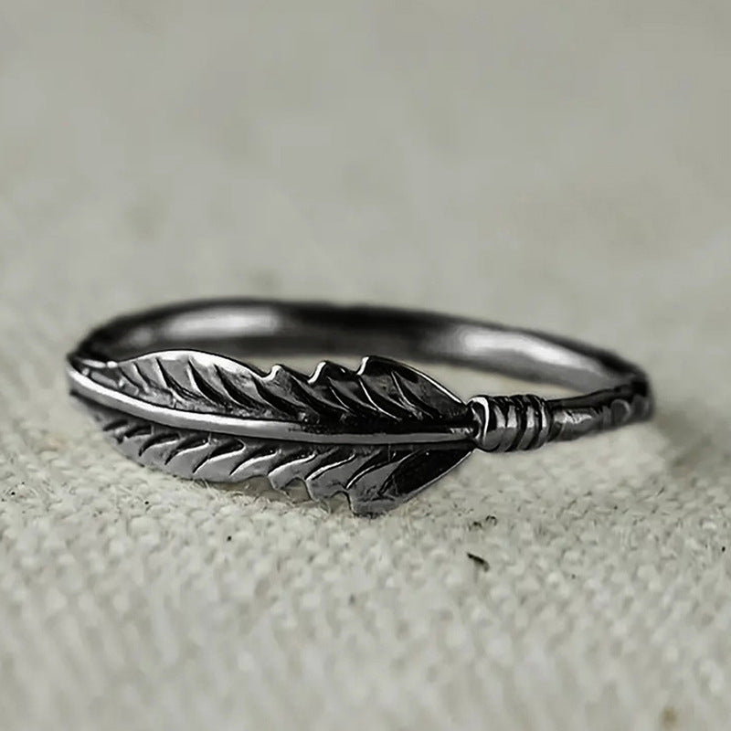 Vintage Zircon Distressed Feather Light Luxury Ring - 𝓢𝓱𝓸𝓹𝓵𝓮𝓬𝔂