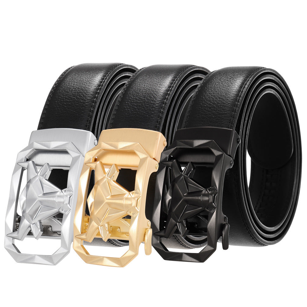 Fashion Men's Leather Belt Alloy Automatic Buckle - 𝓢𝓱𝓸𝓹𝓵𝓮𝓬𝔂
