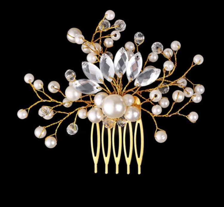 Korean Exquisite Pearl Comb Diamond Crystal Fork Handmade Hairpin Bridal Headwear Accessories - 𝓢𝓱𝓸𝓹𝓵𝓮𝓬𝔂