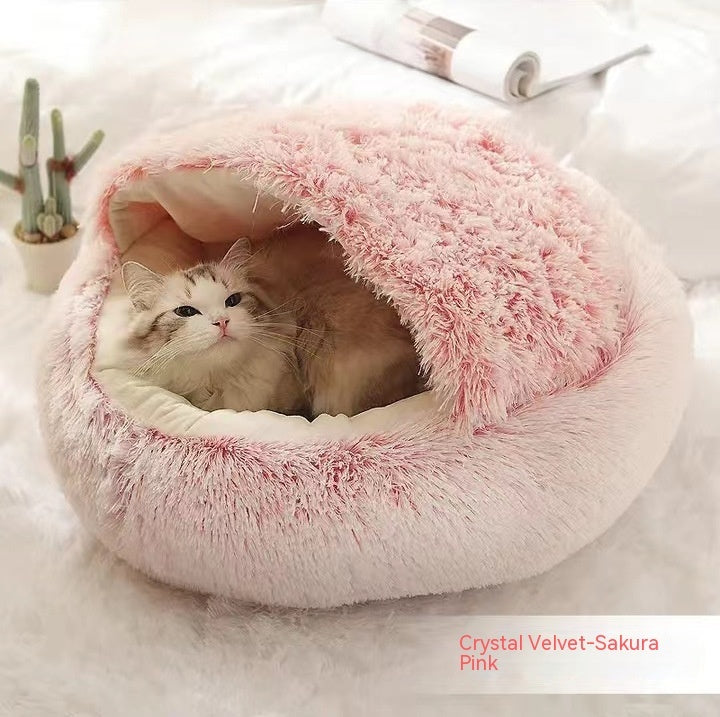 2 In 1 Dog And Cat Bed Pet Winter Bed Round Plush Warm Bed House Soft Long Plush Pets Bed Pet Products - 𝓢𝓱𝓸𝓹𝓵𝓮𝓬𝔂