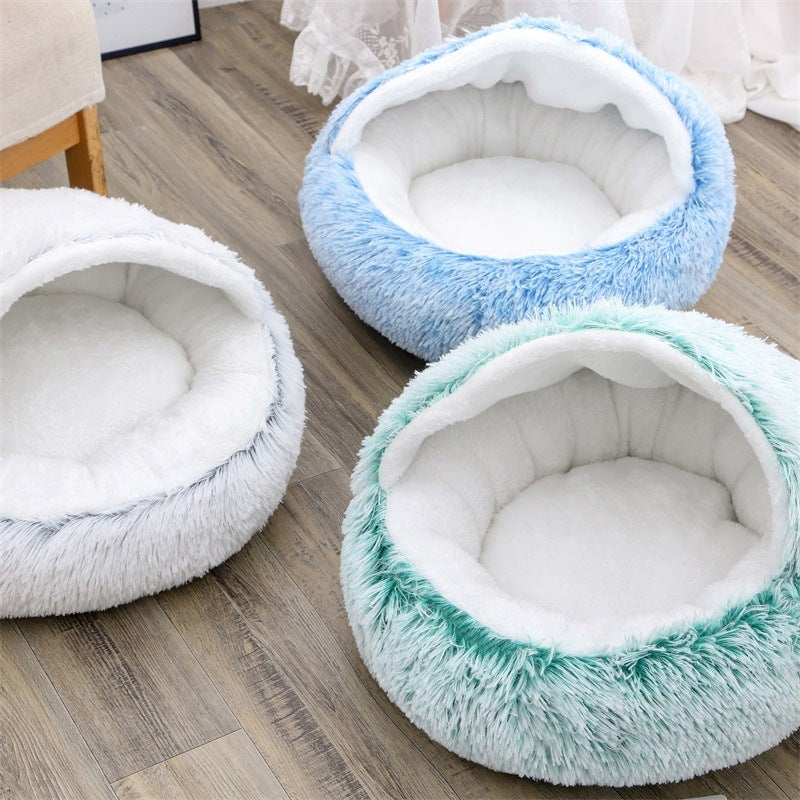 Deep Sleep Half-pack Semi-enclosed Dual-use Plush Round Pet Bed - 𝓢𝓱𝓸𝓹𝓵𝓮𝓬𝔂