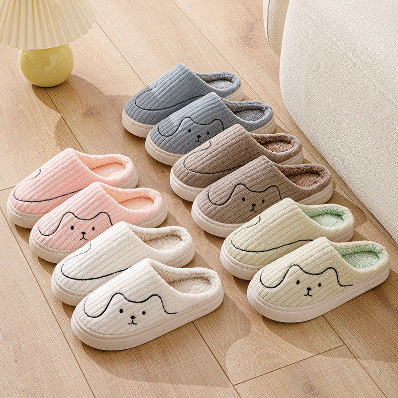 Striped Cat Slippers Indoor Couple Non-slip Floor Bedroom Slipper Winter Warm Plush House Shoes Women Men - 𝓢𝓱𝓸𝓹𝓵𝓮𝓬𝔂