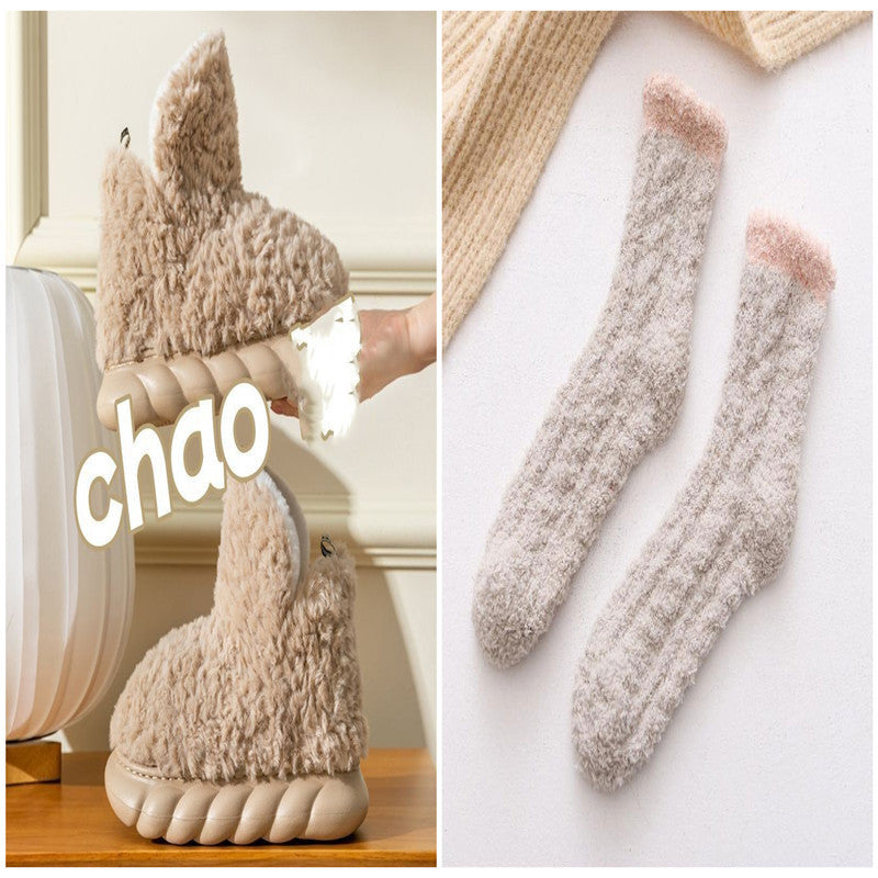 Winter Package Heeled Waterproof Home Indoor And Outdoor Wear Cute High Helper Cotton Slippers - 𝓢𝓱𝓸𝓹𝓵𝓮𝓬𝔂