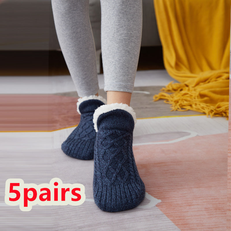 Winter Woolen Socks Women Thicken Warm Home Bedroom Socks Slippers Men Non-slip Foot Warmer Snow Socks Calcetines Mujer - 𝓢𝓱𝓸𝓹𝓵𝓮𝓬𝔂