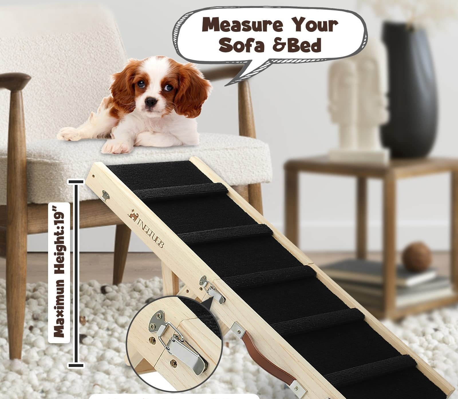 Wooden Adjustable Pet Dog Ladder Foldable Portable Non-slip Ramp - 𝓢𝓱𝓸𝓹𝓵𝓮𝓬𝔂