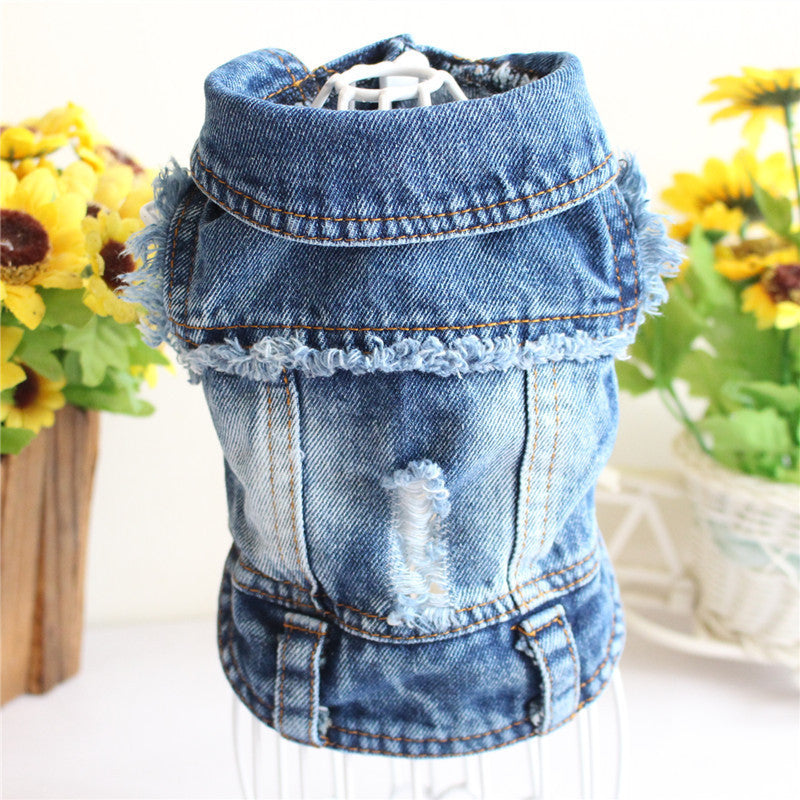 Designer Dog Clothes Small Dog Denim Jacket Coat Cat Costume Puppy Jeans Vest Spring Clothing - 𝓢𝓱𝓸𝓹𝓵𝓮𝓬𝔂