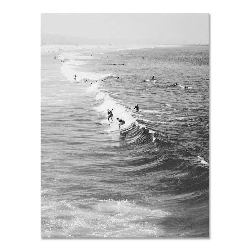 Nordic Modern Black And White Seaside Landscape Holiday Surfing Background Wall Poster Frameless Painting - 𝓢𝓱𝓸𝓹𝓵𝓮𝓬𝔂
