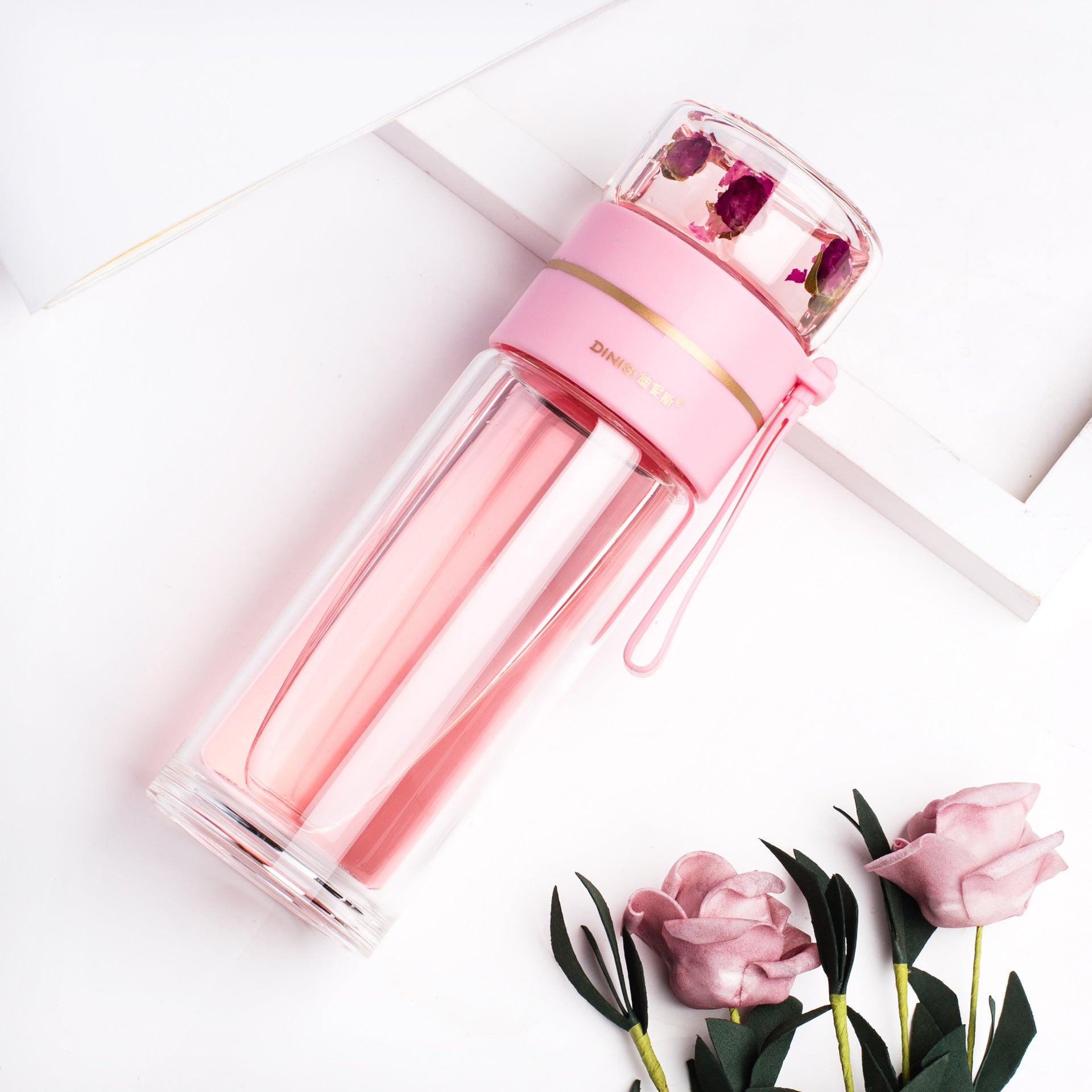 Glass Water Bottle With Tea Infuser Filter Tea Separation Double Wall Glass Bottle Leakproof Water Bottle - 𝓢𝓱𝓸𝓹𝓵𝓮𝓬𝔂