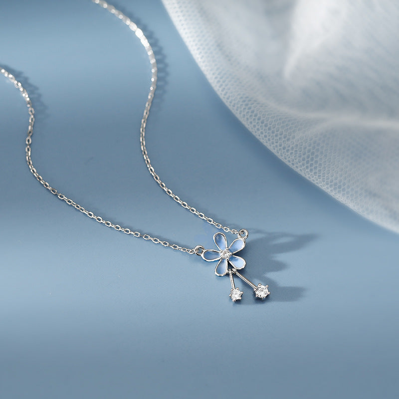 S999 Pure Silver Flower Necklace For Women Summer - 𝓢𝓱𝓸𝓹𝓵𝓮𝓬𝔂