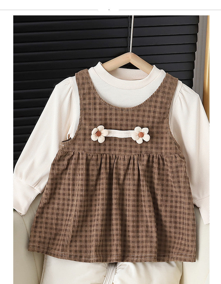 Baby Girl Round-neck Long-sleeved Dress Suit 