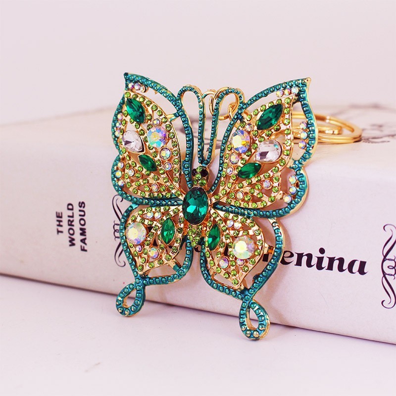 Metal Rhinestone Butterfly Keychain Small Pendant - 𝓢𝓱𝓸𝓹𝓵𝓮𝓬𝔂