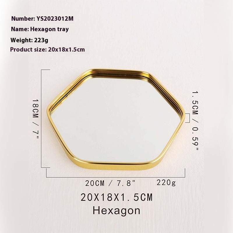 Metallic Glass Mirror Tray Jewelry And Cosmetics Storage Tray - 𝓢𝓱𝓸𝓹𝓵𝓮𝓬𝔂