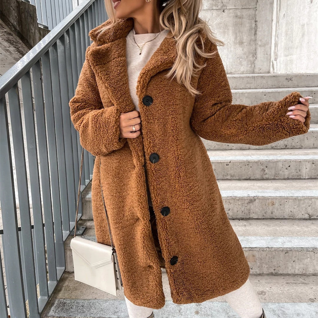 Women's Long-sleeved Lapel Plush Jacket Top - 𝓢𝓱𝓸𝓹𝓵𝓮𝓬𝔂