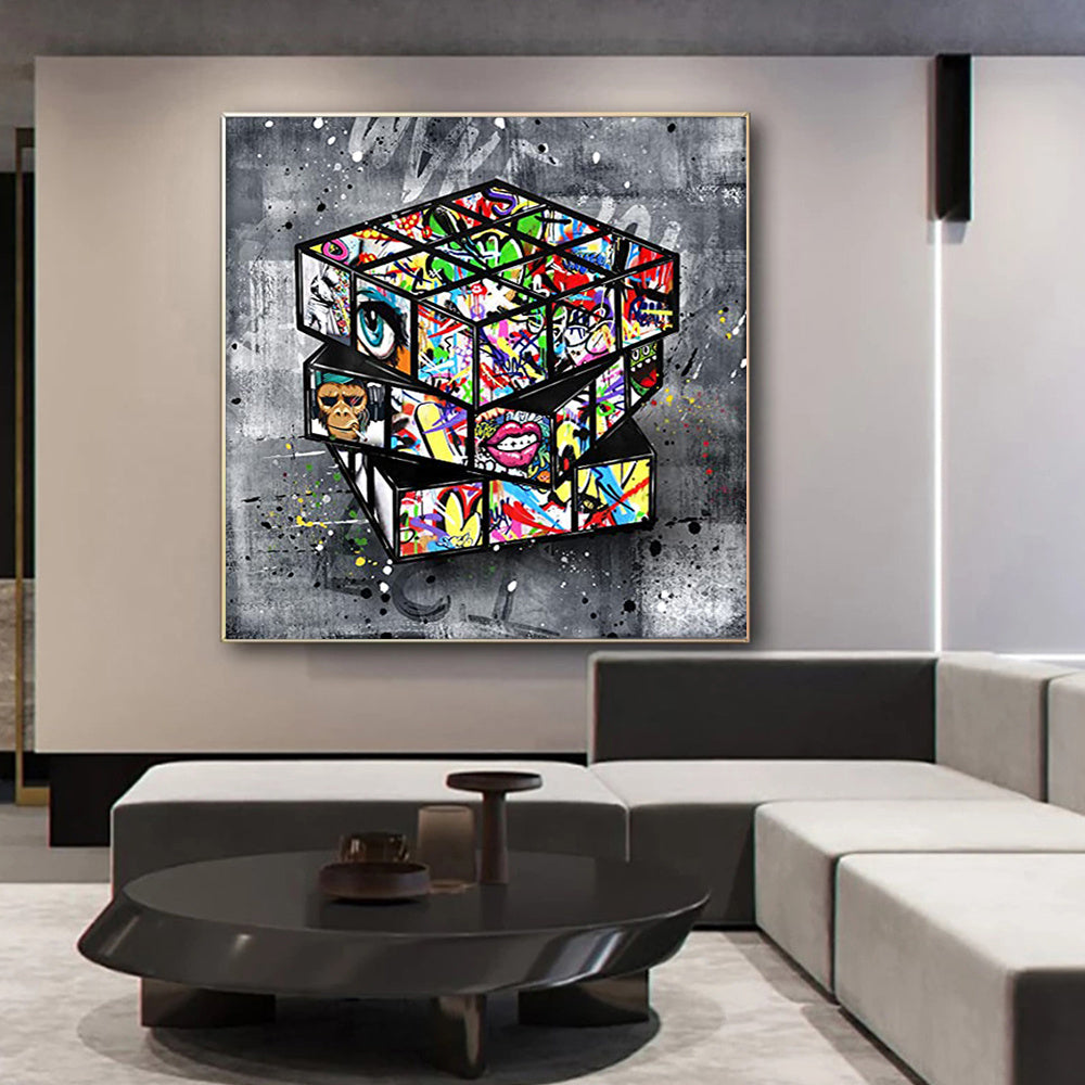 Banksy Graffiti Rubik's Cube Canvas Painting Wall - 𝓢𝓱𝓸𝓹𝓵𝓮𝓬𝔂