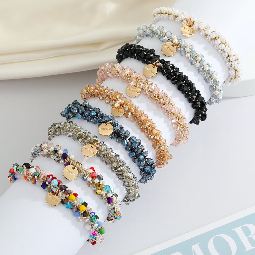 Multicolor Crystal Pearl Hair Ring Simple Girl Tieshair Bands Ins - 𝓢𝓱𝓸𝓹𝓵𝓮𝓬𝔂
