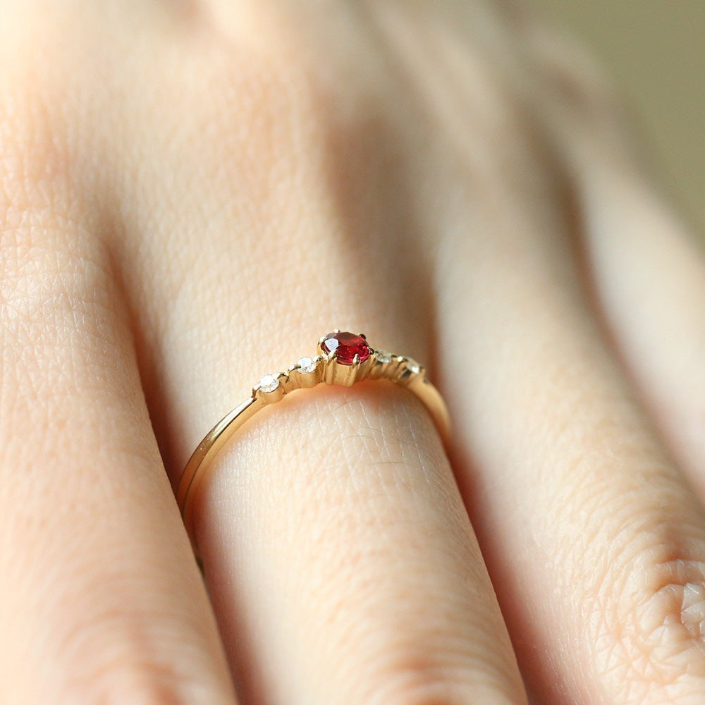 Fashionable Ruby with Diamonds Women's 16k Gold Engagement Wedding Ring - 𝓢𝓱𝓸𝓹𝓵𝓮𝓬𝔂