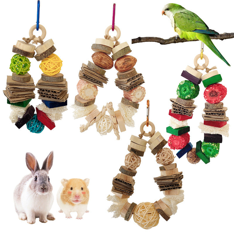 Colorful Wooden Hanging String Rabbit Hamster Molar Vine Bal Parrot Toys - 𝓢𝓱𝓸𝓹𝓵𝓮𝓬𝔂