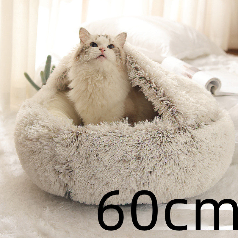 2 In 1 Dog And Cat Bed Pet Winter Bed Round Plush Warm Bed House Soft Long Plush Pets Bed Pet Products - 𝓢𝓱𝓸𝓹𝓵𝓮𝓬𝔂