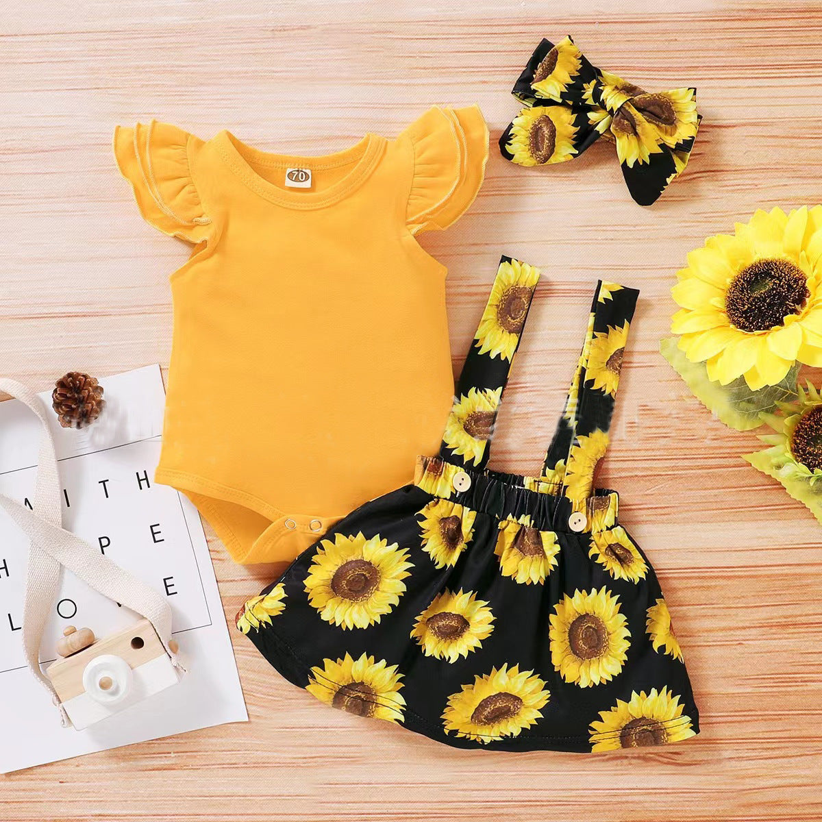 SUNFLOWER Printing Suit Romper Three-piece Suit - 𝓢𝓱𝓸𝓹𝓵𝓮𝓬𝔂
