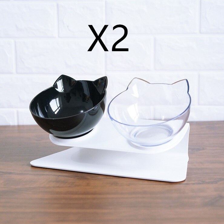 Non Slip Double Cat Bowl With Raised Stand Pet Food Cat Feeder Protect Cervical Vertebra Dog Bowl Transparent Pet Products - 𝓢𝓱𝓸𝓹𝓵𝓮𝓬𝔂