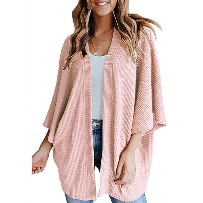 Bat Sleeve Waffle Gerson Women's Cardigan - 𝓢𝓱𝓸𝓹𝓵𝓮𝓬𝔂