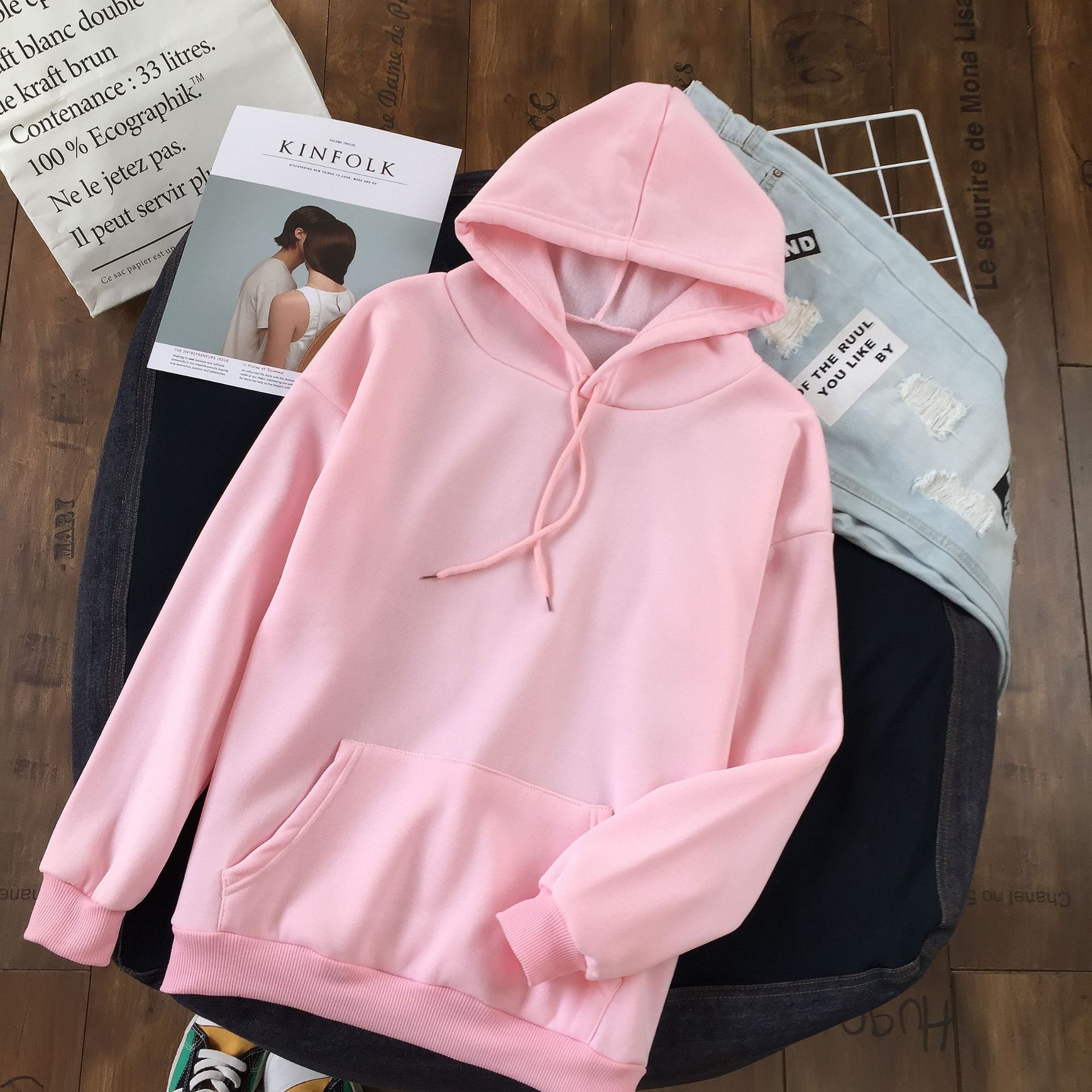 Long Sleeve Solid Color Hooded Sweater Couple - 𝓢𝓱𝓸𝓹𝓵𝓮𝓬𝔂