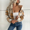 Plaid Lapel Cropped Jacket With Pockets Fashion Button Long Sleeve Short Outwear Tops Coat For Womens Clothing - 𝓢𝓱𝓸𝓹𝓵𝓮𝓬𝔂