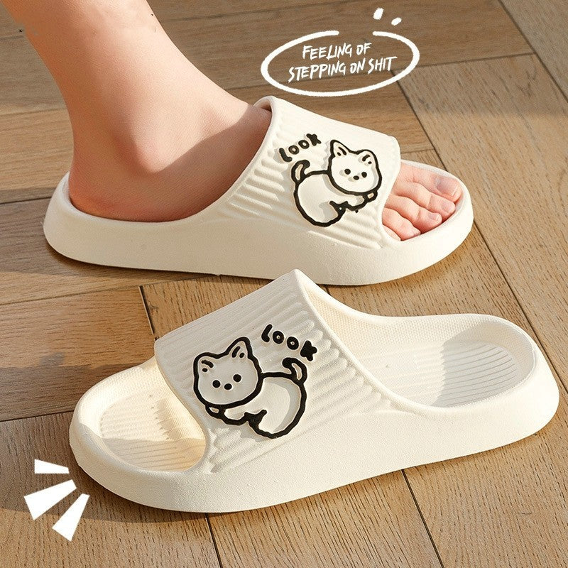 Cute Cat Slippers Summer Women Home Shoes Bath Thick Platform Non-Slip Slides Indoor Outdoor - 𝓢𝓱𝓸𝓹𝓵𝓮𝓬𝔂
