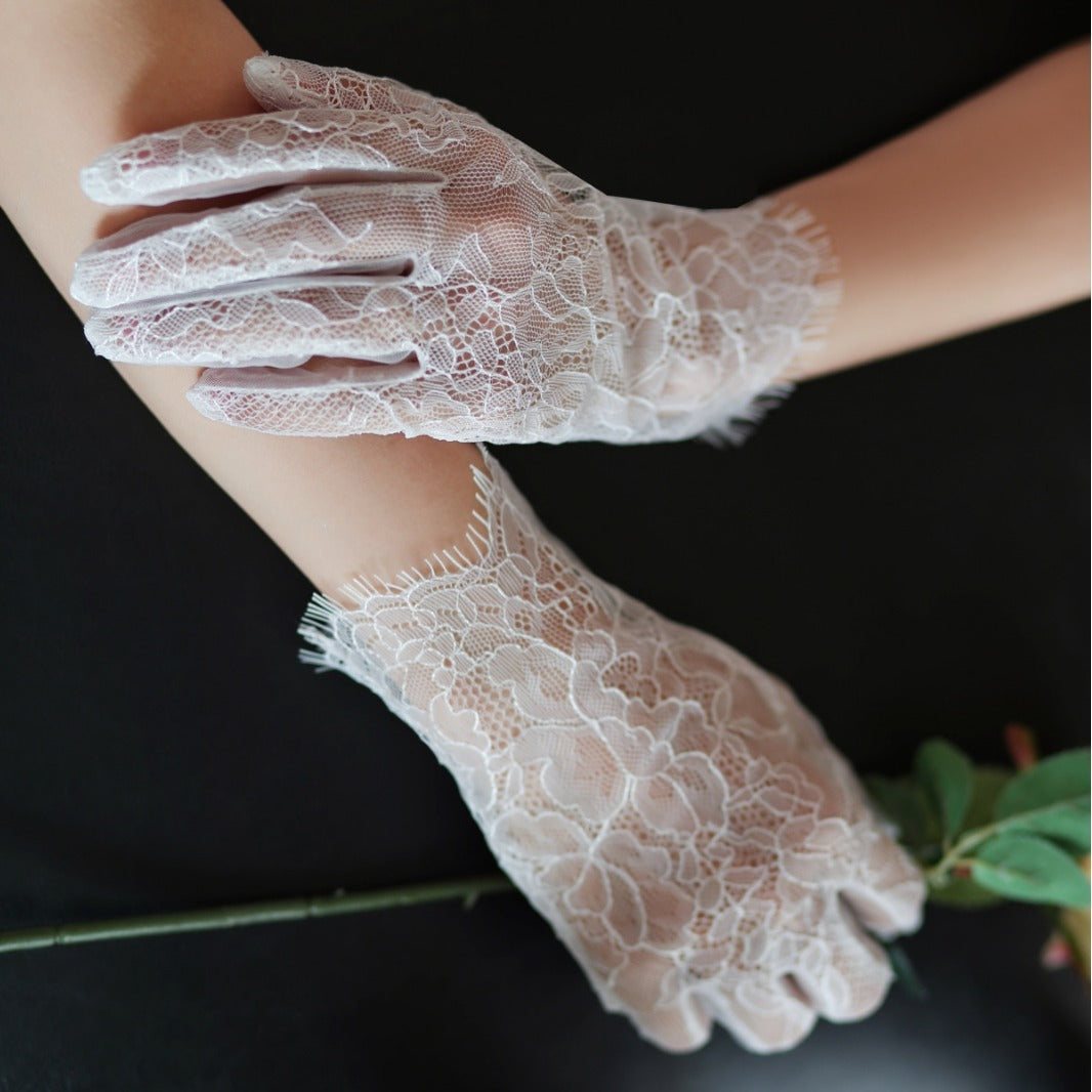 New Super Fairy White Lace Tulle Bride Photo Gloves - 𝓢𝓱𝓸𝓹𝓵𝓮𝓬𝔂