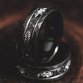 8mm Electric Black Hammer Pattern Tungsten Ring Steel Color Inner Step Inlaid Iron Chips Silver Foil - 𝓢𝓱𝓸𝓹𝓵𝓮𝓬𝔂