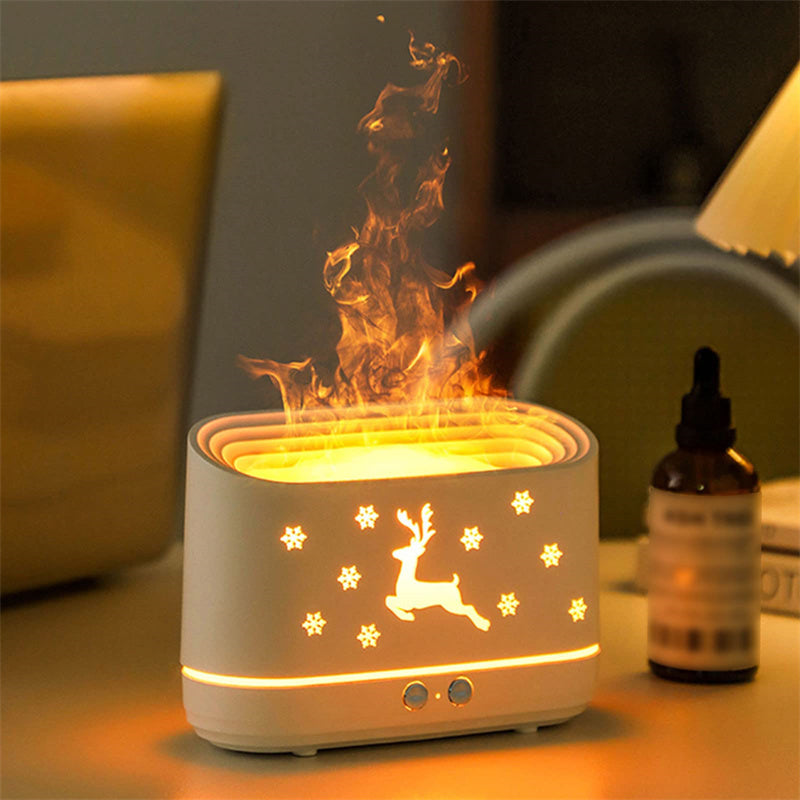 Elk Flame Humidifier Diffuser Mute Household Atmosphere Lamp Christmas Home Decorations - 𝓢𝓱𝓸𝓹𝓵𝓮𝓬𝔂