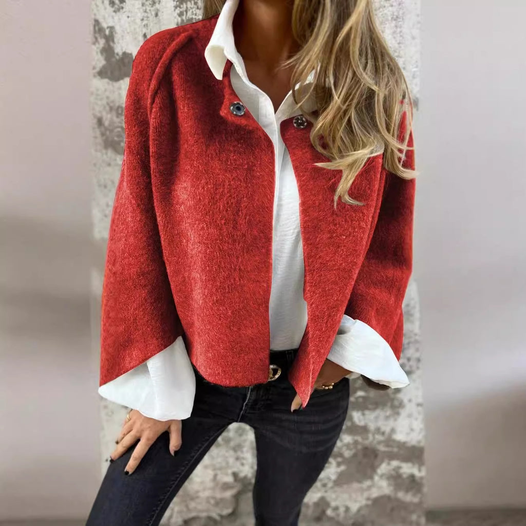 Women's Batwing Sleeve Cardigan Autumn And Winter Loose Short Cashmere Long Sleeve Coat - 𝓢𝓱𝓸𝓹𝓵𝓮𝓬𝔂