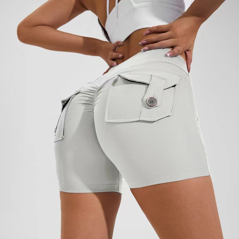 High Waist Hip Lifting Shorts With Pockets Quick Dry Yoga Fitness Sports Pants Summer Women Clothes - 𝓢𝓱𝓸𝓹𝓵𝓮𝓬𝔂