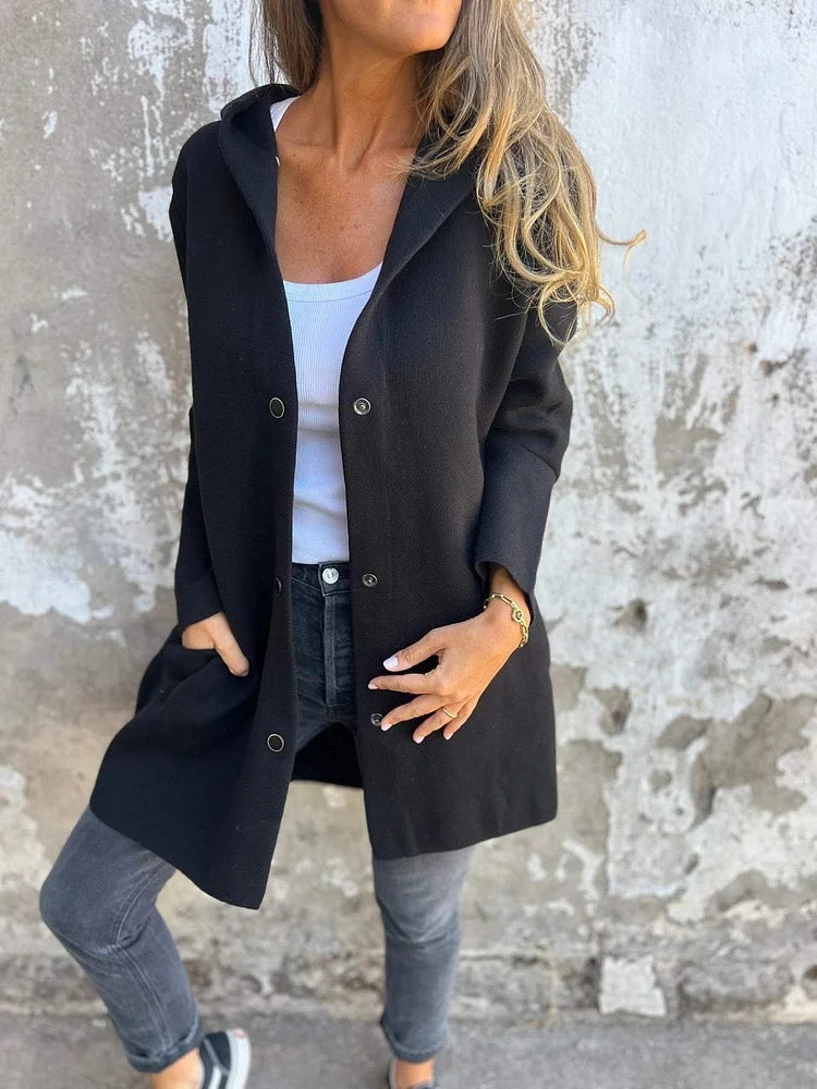 Casual Hooded Single-Breasted Cardigan Fashion Loose Solid Color Jacket Spring And Autumn Women's Clothing - 𝓢𝓱𝓸𝓹𝓵𝓮𝓬𝔂