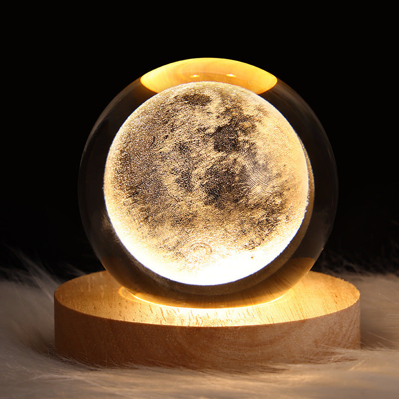 Luminous Starry Sky And Planets Moon Moon Crystal Ball Small Night Lamp Projection Ambience Light Creative Gift New Strange Gift - 𝓢𝓱𝓸𝓹𝓵𝓮𝓬𝔂