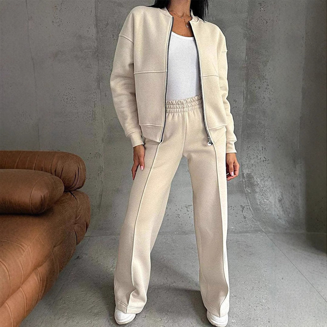 Women's Sports Suits Zipper Jacket And Wide Leg Pants Two-piece Set - 𝓢𝓱𝓸𝓹𝓵𝓮𝓬𝔂