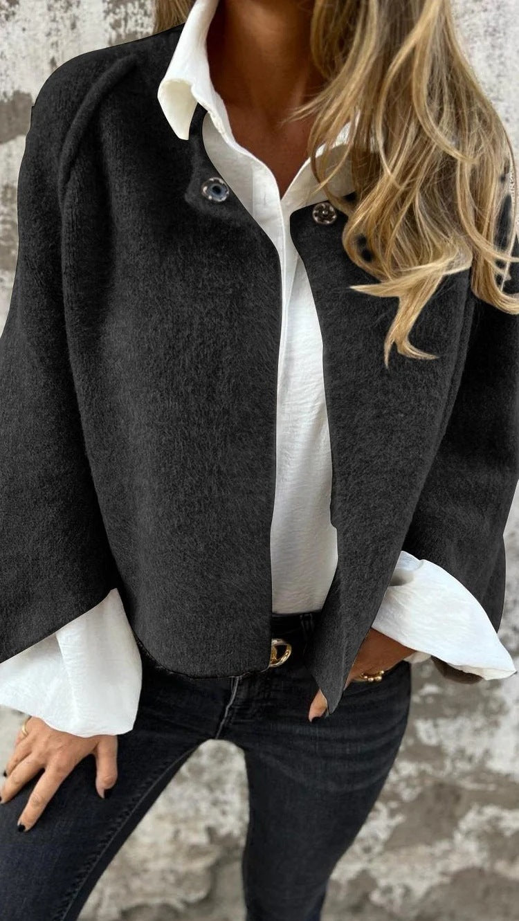 Women's Batwing Sleeve Cardigan Autumn And Winter Loose Short Cashmere Long Sleeve Coat - 𝓢𝓱𝓸𝓹𝓵𝓮𝓬𝔂