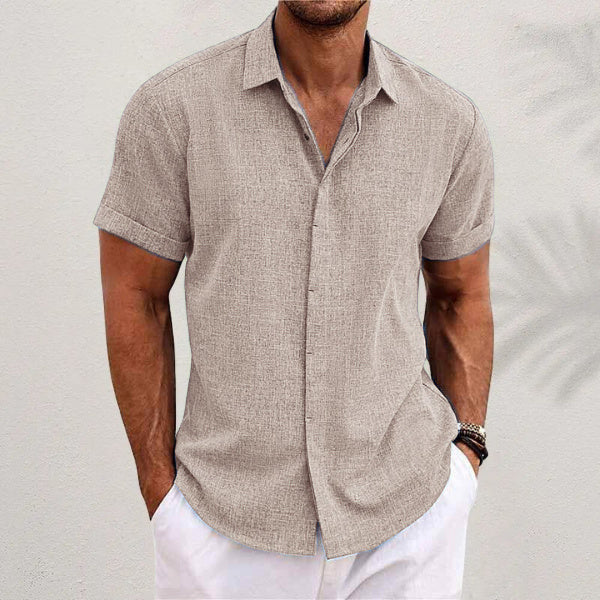 Men's Solid Color Loose Linen Short-sleeved T-shirt - 𝓢𝓱𝓸𝓹𝓵𝓮𝓬𝔂