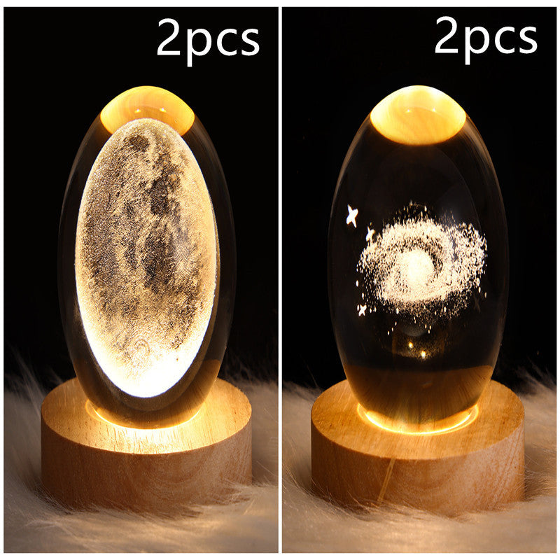LED Night Light Galaxy Crystal Ball Table Lamp 3D Planet Moon Lamp Bedroom Home Decor For Kids Party Children Birthday Gifts - 𝓢𝓱𝓸𝓹𝓵𝓮𝓬𝔂