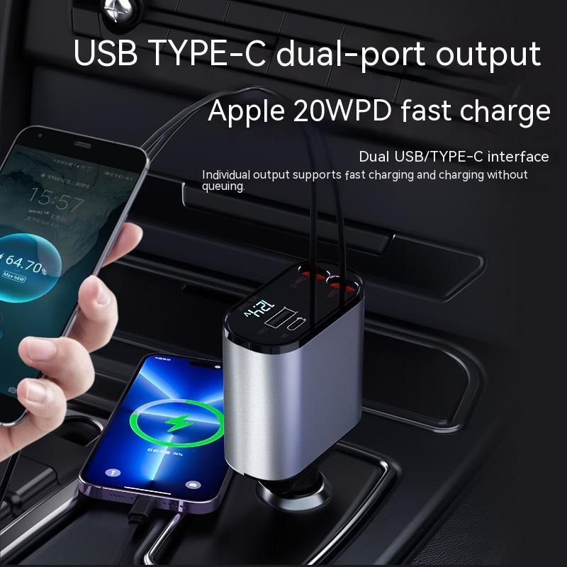 Metal Car Charger 100W Super Fast Charging Car Cigarette Lighter USB And TYPE-C Adapter - 𝓢𝓱𝓸𝓹𝓵𝓮𝓬𝔂