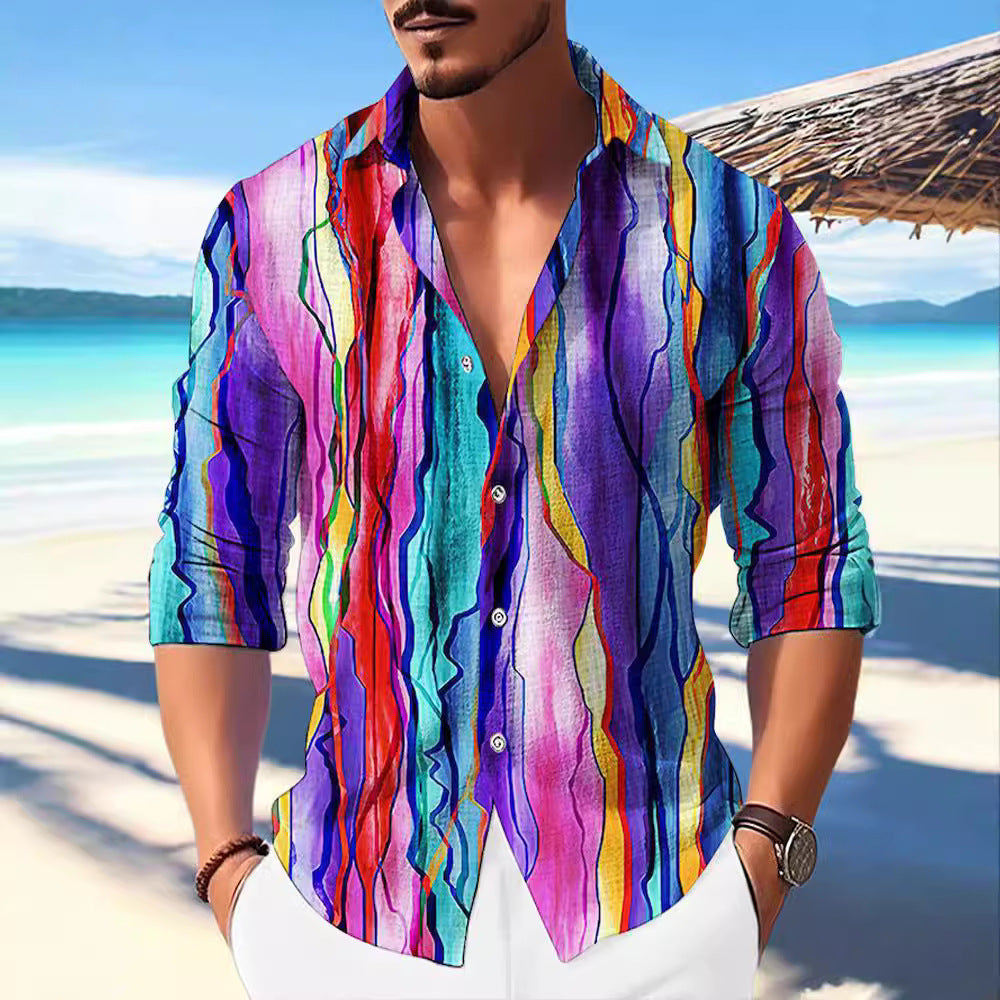 Color Matching Bamboo Linen Printed Men's Shirt - 𝓢𝓱𝓸𝓹𝓵𝓮𝓬𝔂