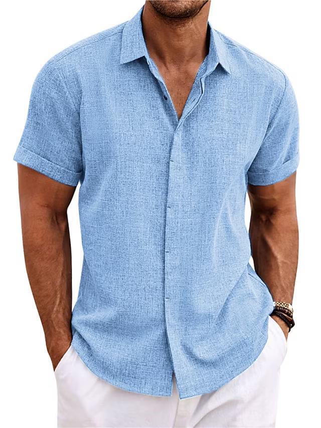Men's Solid Color Loose Linen Short-sleeved T-shirt - 𝓢𝓱𝓸𝓹𝓵𝓮𝓬𝔂